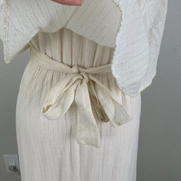 Corey Lynn Calter Womens Size Small Cream Metallic Stripe Strapless Maxi Dress - Picture 5 of 11